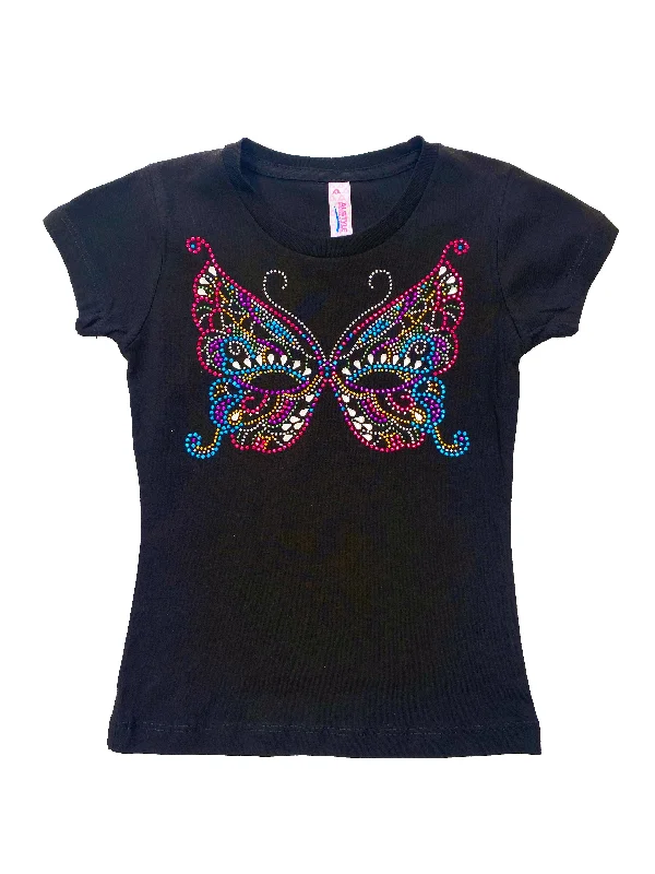 Rhinestone Butterfly Mask Princess Cut Youth T-Shirt