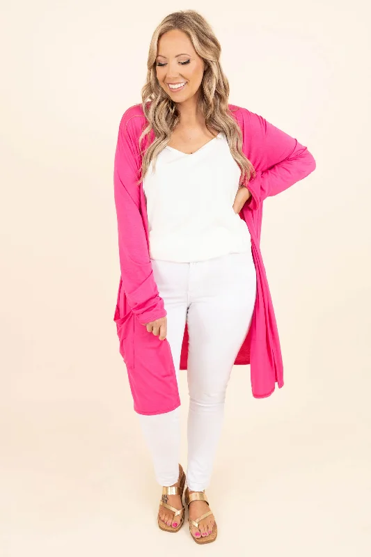 Feeling Carefree Cardigan, Hot Pink