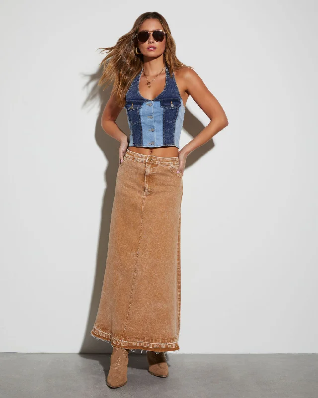 Brandie Two-Toned Denim Vest Top