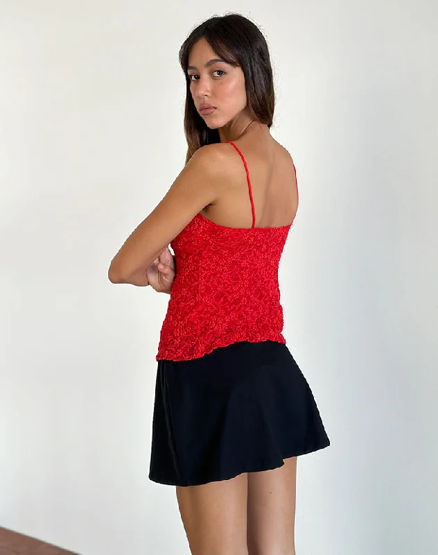 Briony Top in Lace Red