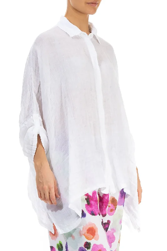 Buttoned White Gauze Linen Shirt