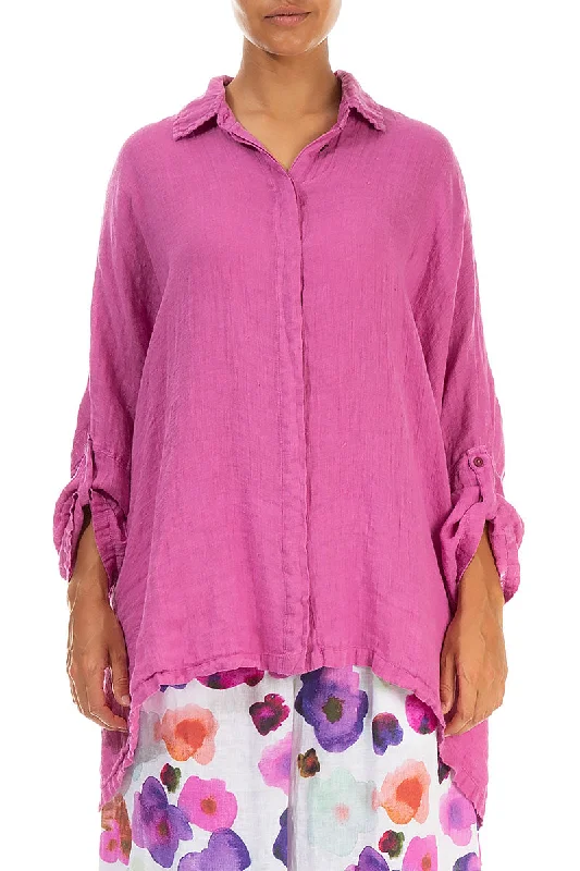 Buttoned Wild Berry Gauze Linen Shirt