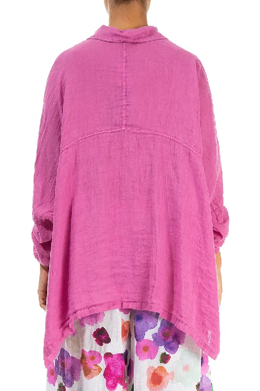 Buttoned Wild Berry Gauze Linen Shirt