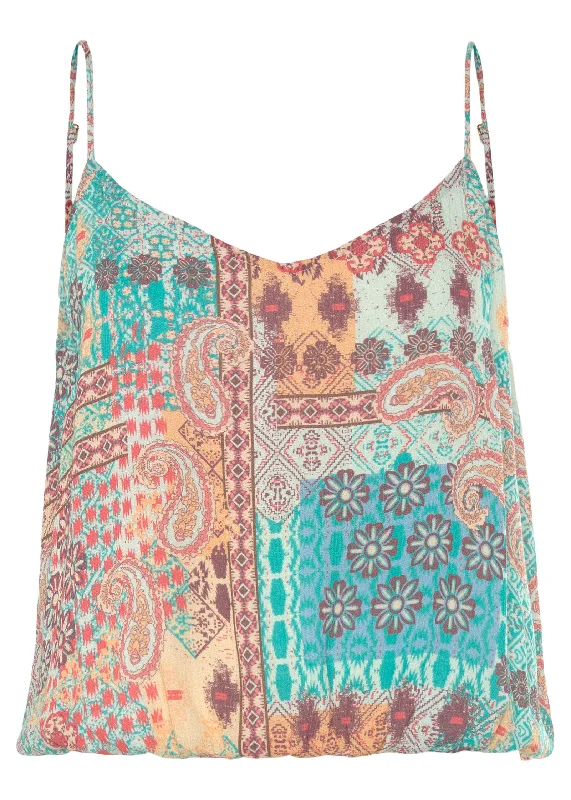 Paisley print tank - Blue & Orange