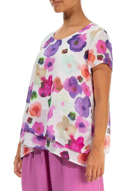 Layered Blossom Silk Cotton Blouse