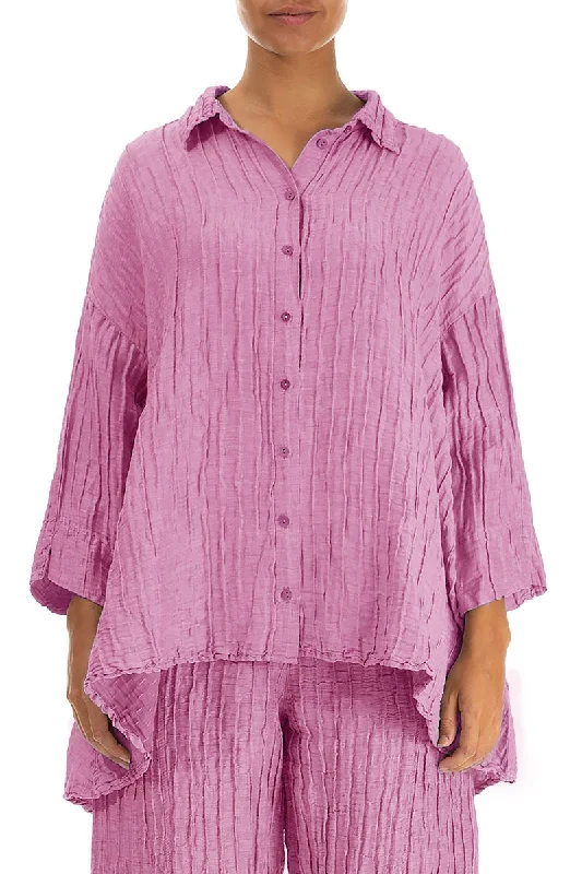 Loose Wild Berry Silk Linen Shirt