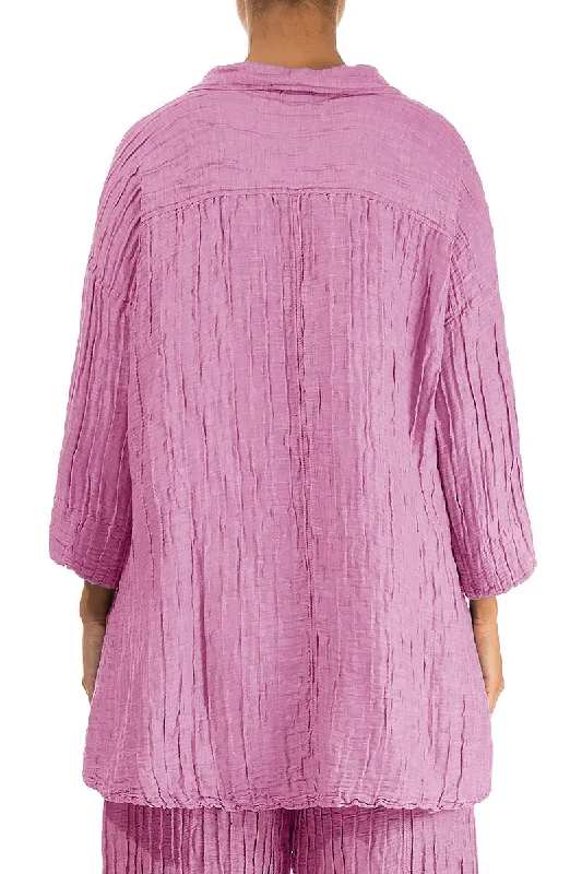 Loose Wild Berry Silk Linen Shirt