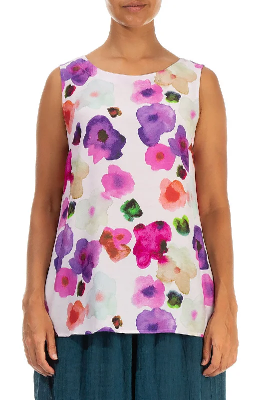 Sleeveless Blossom Silk Bamboo Top