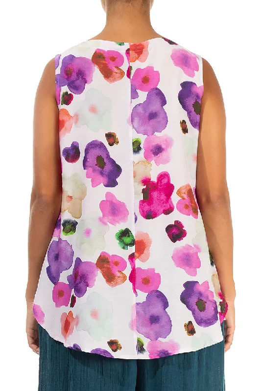 Sleeveless Blossom Silk Bamboo Top