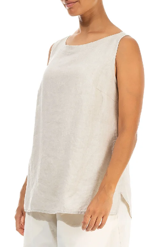 Sleeveless Natural Linen Blouse