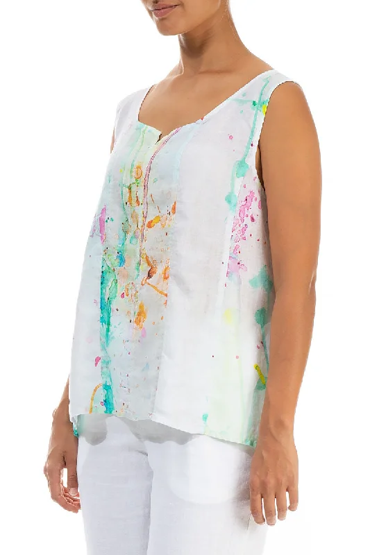 Sweetheart Neck Colour Splash Linen Top