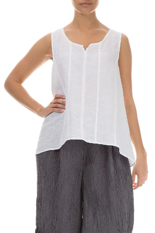 Sweetheart Neck White Linen Top