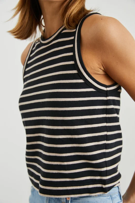 THE BOXY TANK - BLACK IVORY STRIPE