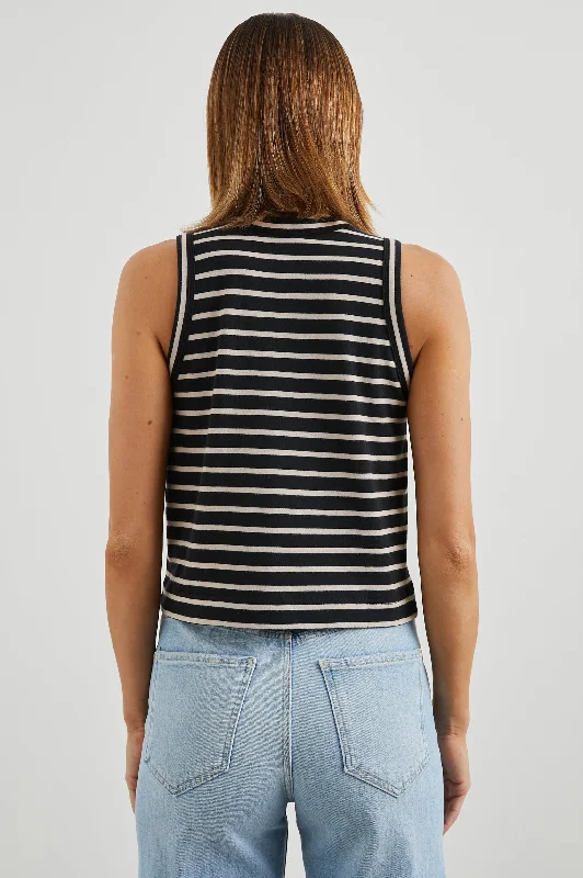 THE BOXY TANK - BLACK IVORY STRIPE