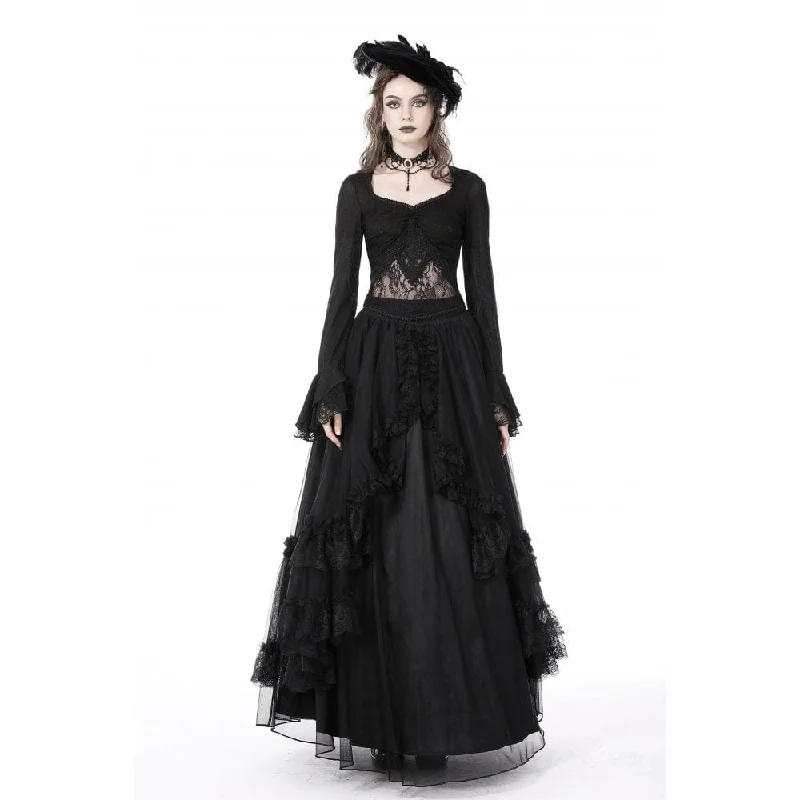 Women's Gothic Floral Embroidered Lace Splice Shirt