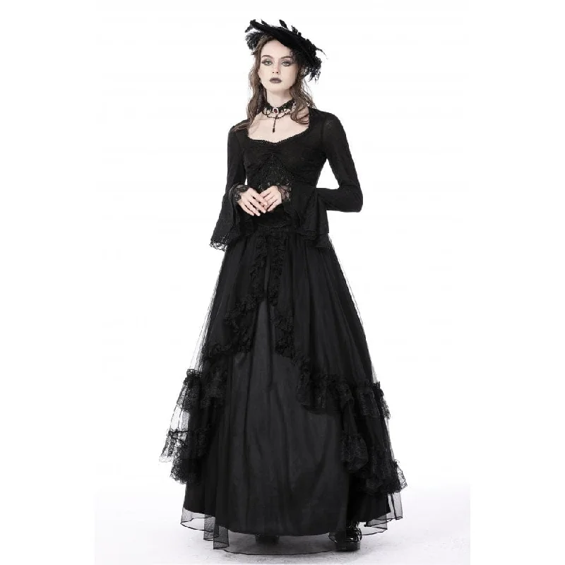 Women's Gothic Floral Embroidered Lace Splice Shirt