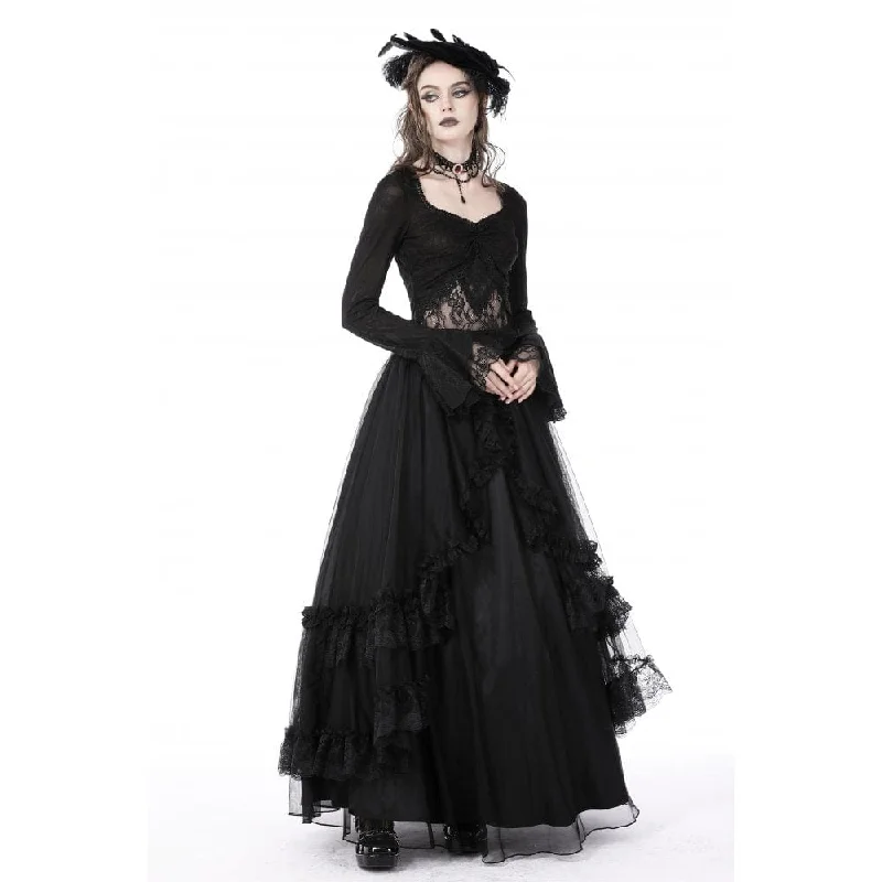 Women's Gothic Floral Embroidered Lace Splice Shirt