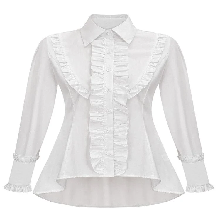 Women's Gothic Slim Fitted Ruffled Shirt