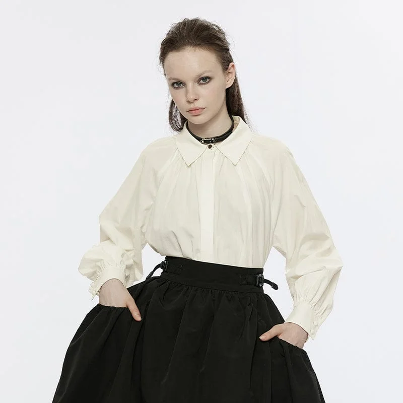 Women's Punk Puff Sleeved Ruched Shirt