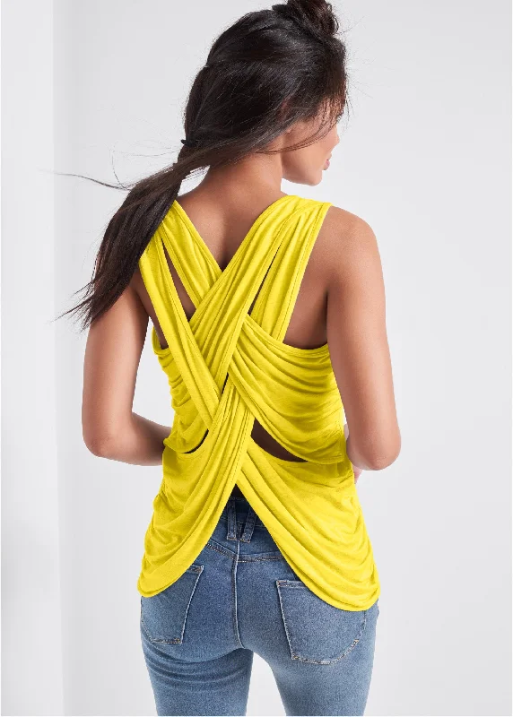 Crisscross detail top - Yellow