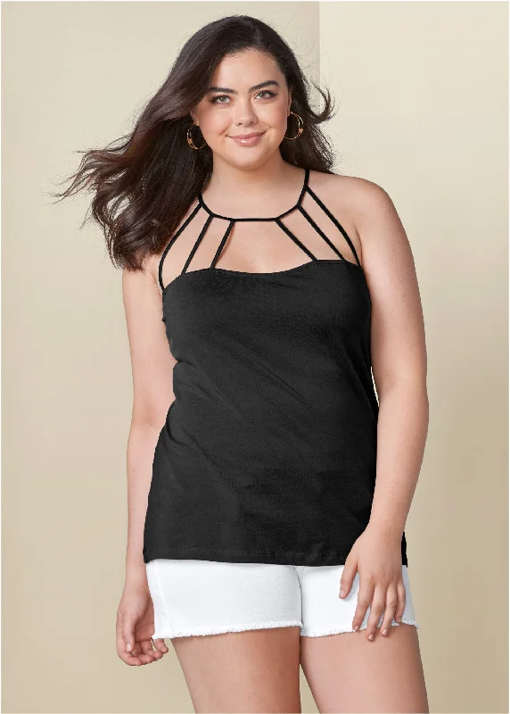 Strappy detail top - Black