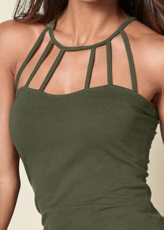 Strappy detail top - Olive