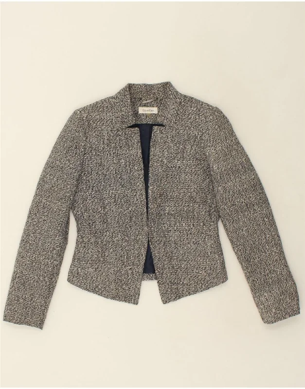 CALVIN KLEIN Womens Crop Blazer Jacket US 4 Small Grey Polyester