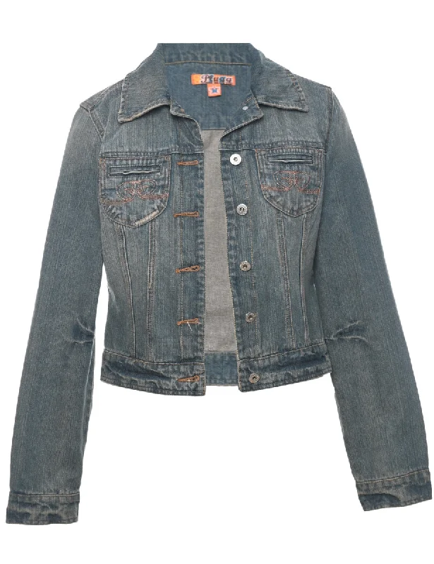 Embroidered Stonewash Denim Jacket - M