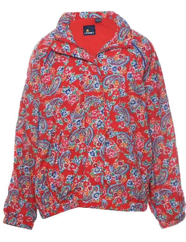 Floral Pattern Nylon Jacket - L