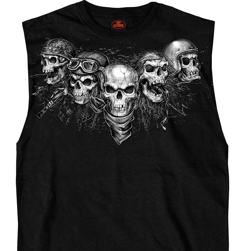 Hot Leathers GMT3423 Men’s Five Skull Sleeveless Shooter Black Shirt