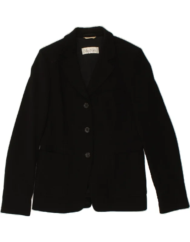 MAX MARA Womens 3 Button Blazer Jacket UK 14 Medium Black Wool