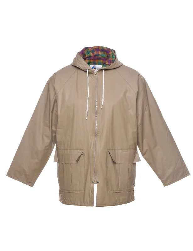 The Misty Harbor Hooded Light Brown Raincoat - M