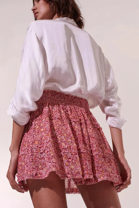 Amanda Pink Mayflower Mini Skirt