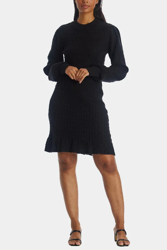 Cable Knit Peplum Sweater Dress