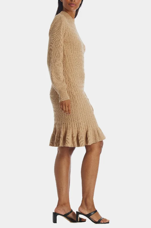 Cable Knit Peplum Sweater Dress