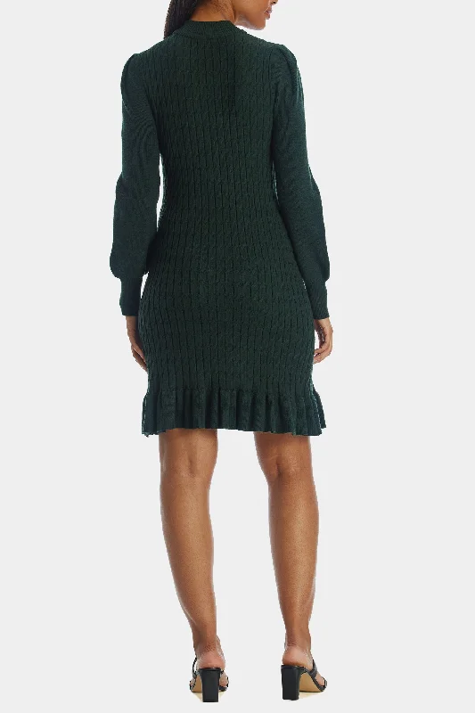 Cable Knit Peplum Sweater Dress