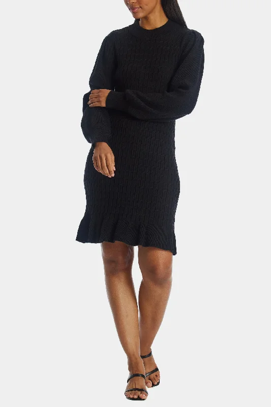 Cable Knit Peplum Sweater Dress