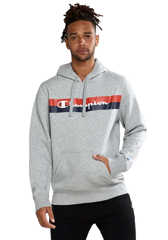 Champion Mens Sporty Graphic Print Hoodie Oxford Grey <br> AXWPN 6Y4