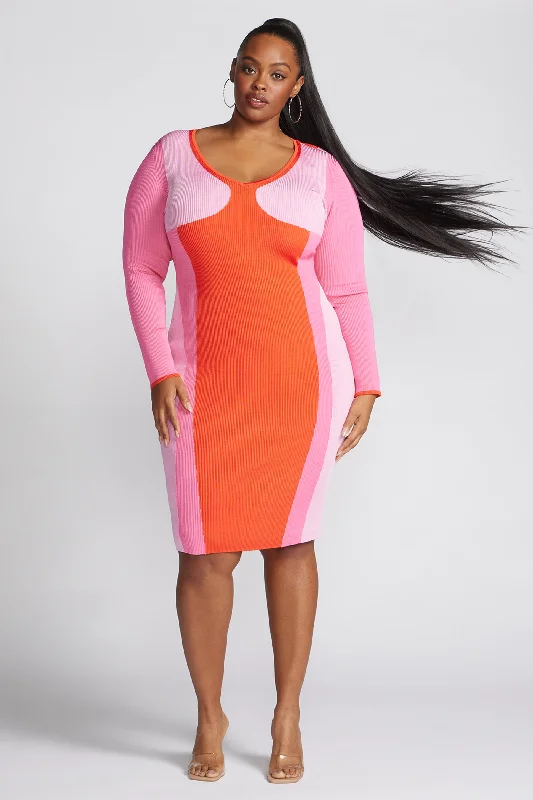 Colorblocked Ribbed Sweaterdress