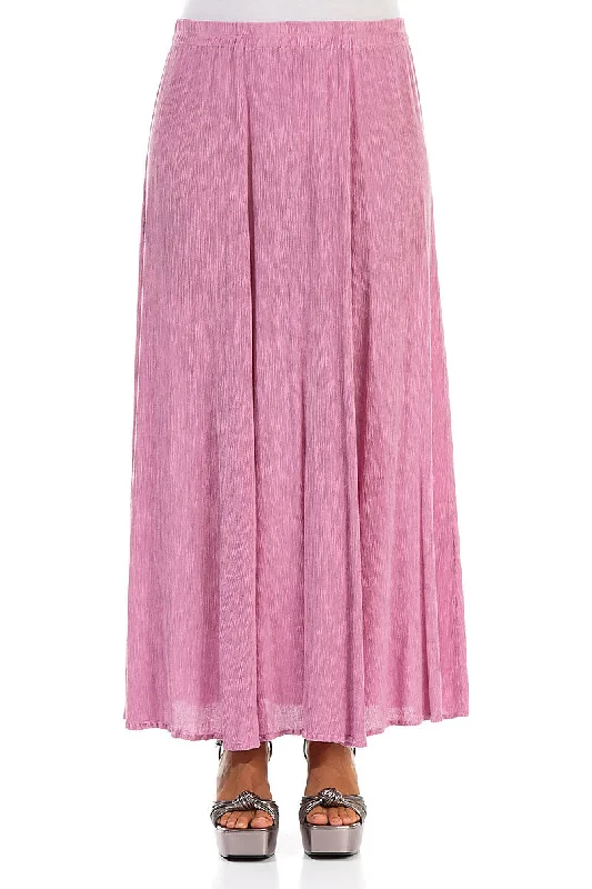 Crinkled Wild Berry Silk Viscose Maxi Skirt