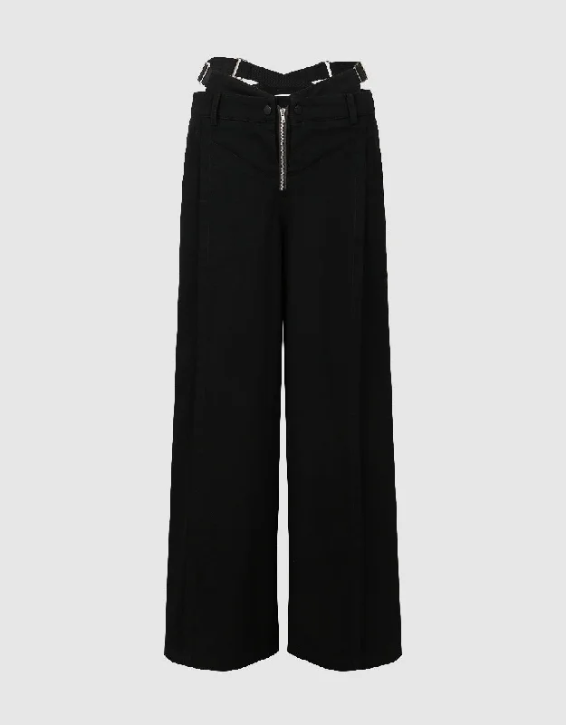 Cut-Out Wide-Leg Pants