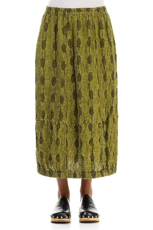 Cyber Lime Textured Bubbles Linen Skirt