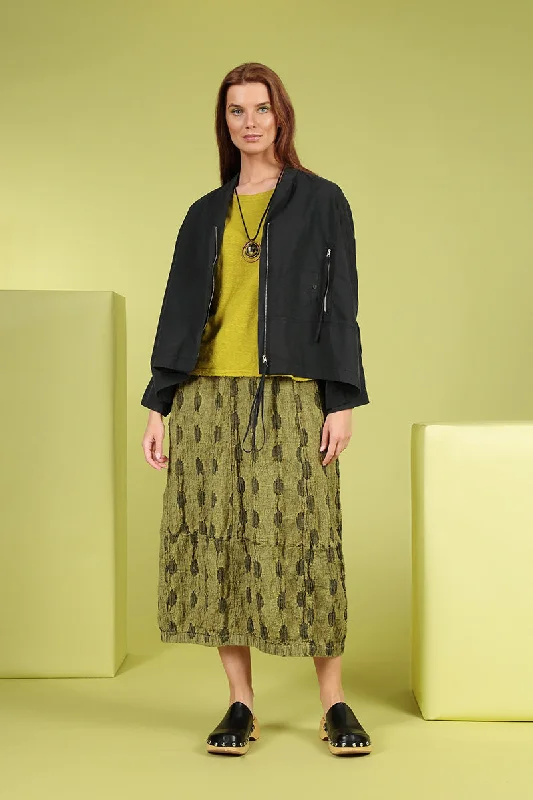 Cyber Lime Textured Bubbles Linen Skirt