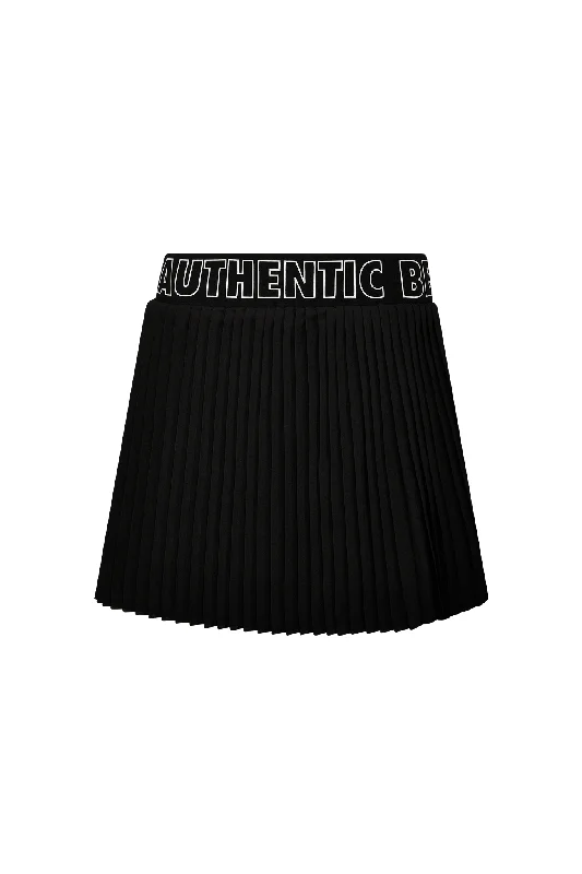 Black Script Pattern Print Women's Mini-Pleat Skirt