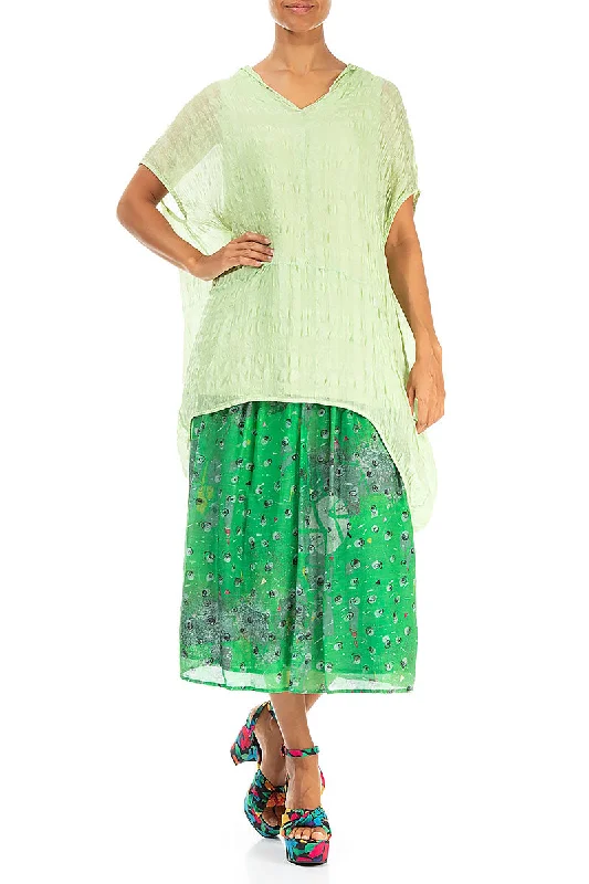 Gathered Meadow Silk Cotton Skirt