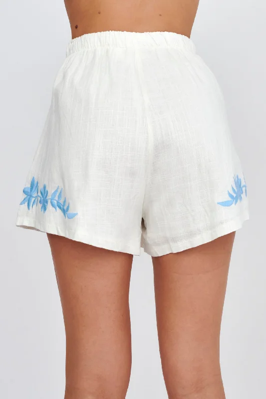 Jeni Embroidered Detail Shorts White