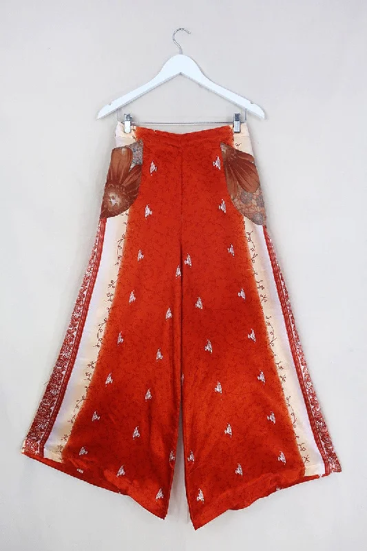 Joni High Waisted Flares - Vintage Sari - Fiery Chili - Free Size S/M