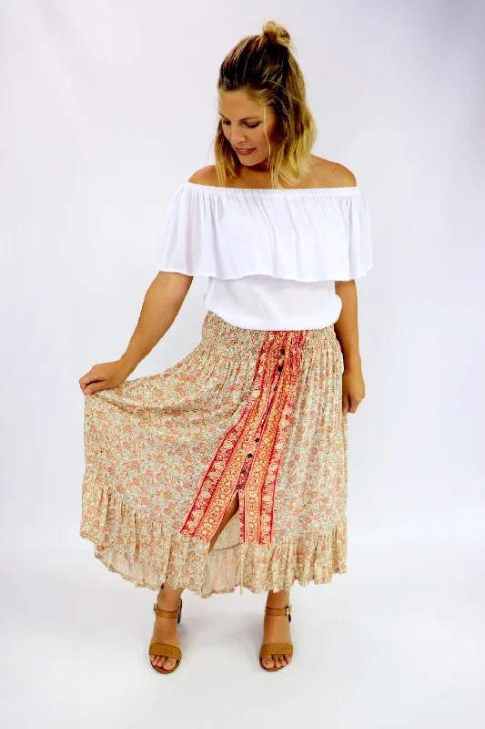 Long Bohemian Skirt In Vintage Flower