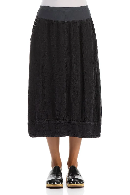 Midi Graphite Linen Viscose Skirt