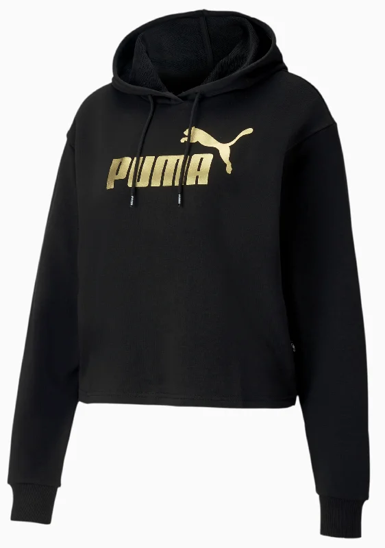 Puma Womens ESS Cropped Metallic Logo Hoodie <br> 586892 01